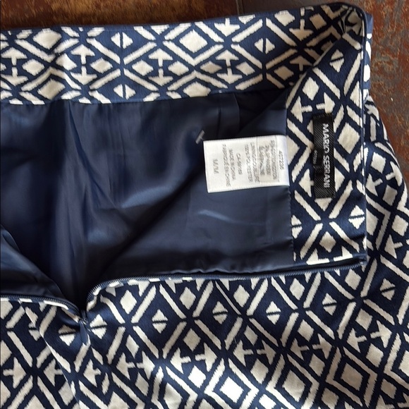 Mario Serrani Italy Navy and White Geometric Pattern Skirt - Picture 4 of 9